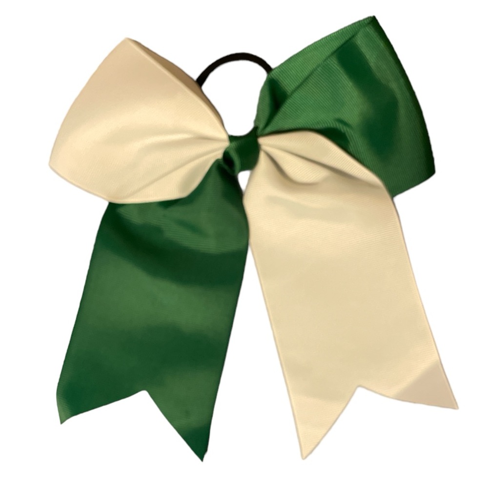 Large Green and White Cheer Bow Hair Tie 💚🤍📣 🆕